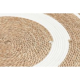 DKD Home Decor Alfombra de Poliéster y Fibra Natural Blanco 100 x 100 x 0.5 cm