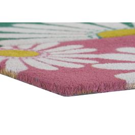DKD Home Decor Felpudo Fibra de coco Goma Margarita Verde Menta Rosa Blanco Amarillo 40 x 60 cm (2 Unidades)