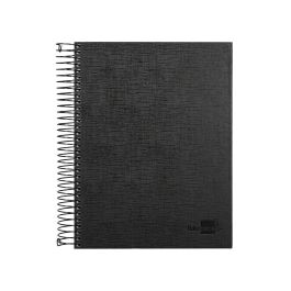 Cuaderno Espiral Liderpapel A5 Micro Papercoat Tapa Forrada 140H 75 gr Cuadro5 mm 5 Bandas 6 Taladros Negro