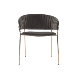 DKD Home Decor Silla Chic Gris Oscuro y Dorado de Poliester y Metal Desmontable 53x73x58 cm Altura Asiento 45 cm (2 Unidades)
