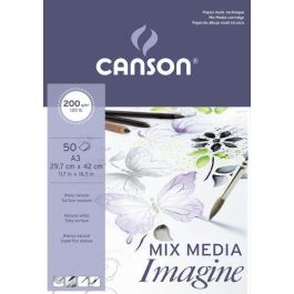 Canson Bloc Dibujo Multitécnicas Imagine A3, 50 Hojas, 200 g/m², Papel Liso Blanco Puro, Ideal para Técnicas Secas y Húmedas Precio: 11.88999968. SKU: S8403168