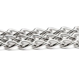 Gloria Acople Cadena para 2 Perros, Acero Cromado Resistente, 2 mm x 25 cm