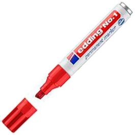 Edding Marcador Permanente N° 1 Rojo, punta biselada 1-5 mm, secado rápido, resistente agua/roce, rellenable (10 Unidades) (10 Unidades) Precio: 16.50000044. SKU: S8421209