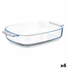 Fuente de Cocina Vivalto T3-38 Transparente Vidrio de Borosilicato 3,8 L 38 x 6,5 x 25,4 cm Con asas (6 Unidades)