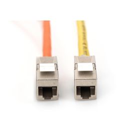 Digitus Keystone Jack CAT 6A Apantallado, Módulo RJ-45 LSA, Organizador de Cables, Set 24 Unidades, Plata