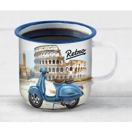 Inde Mug Esmaltada Blanca Bike 150 ml