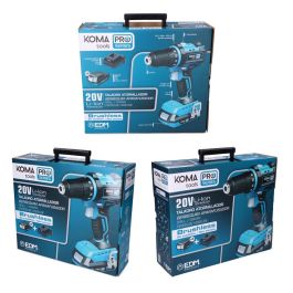 Koma Tools Kit maletín taladro atornillador 20V brushless, 2 baterías, cargador, luz LED Koma Tools Kit maletín taladro atornillador 20V brushless, 2 baterías, cargador, luz LED
