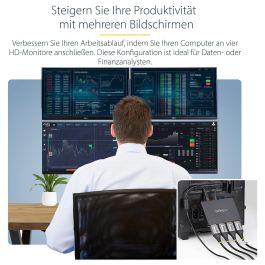 StarTech MST HUB - Adaptador de 4 Puertos DisplayPort 1.2, 4x DisplayPort 1080p, Windows, Negro