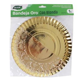 Bandeja Oro Redonda con Blonda 23 cm Algon (48 Unidades) Bandeja Oro Redonda con Blonda 23 cm Algon (48 Unidades)