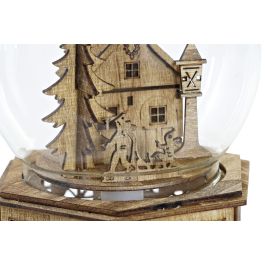 DKD Home Decor Decoración Luminosa Navidad Alpina LED Cristal Madera Natural Transparente 13x16.5x15 cm 3 pilas AAA