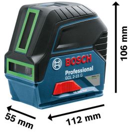Bosch Professional GCL 2-15 G Nivel láser combinado verde, alcance 15m, nivelación automática, 2 líneas/2 puntos, con estuche