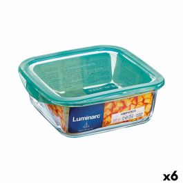 Fiambrera Cuadrada con Tapa Luminarc Keep'n Lagon 760 ml 13 x 6 cm Turquesa Vidrio (6 Unidades)