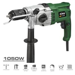 Koma Tools Tp-1050 Taladro Percutor Eléctrico 1050W, Portabrocas Ø13mm Auto, Vel. Variable, Acero 13mm, Madera 30mm, Hormigón 20mm Precio: 74.89000002. SKU: S7910096