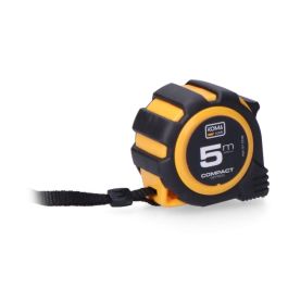 Koma Tools Flexómetro Compact 5m x 25mm ABS Antideslizante, Cinta Amarilla Mate, 1 Posición Bloqueo, Clip Cinturón