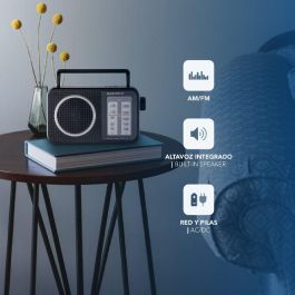 Daewoo Radio Portátil AC/DC con Altavoz, Entrada Jack y Asa - Funciona con Pilas y Corriente