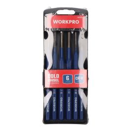 Workpro Juego de 6 Botadores de Acero Cromo Vanadio Forjado, Azul - Medidas: 1.5, 3, 4, 5, 6, 8 x 152 mm