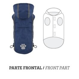 Nayeco Impermeable Reversible para Perros, Diseño Azul-Umbrella, 40 cm, Ajustable para un Ajuste Cómodo en Lluvia