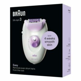 Braun Silk-épil 3 Depiladora Eléctrica para Mujer, 20 Pinzas MicroGrip, Luz Smartlight, Cabezal Masaje, Púrpura, Fabricada en Alemania