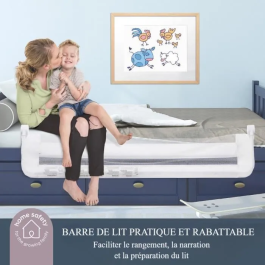 Dreambaby Barrera de Cama Nicole DRE9312742477509 - Barrera de Cama para Camas y Camas Planas, 150 cm Ancho x 50 cm Alto, Gris