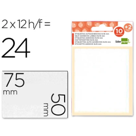 Liderpapel Etiquetas Adhesivas 50x75 mm 2 Unidades por Hoja (10+2 Gratis) 2 Unidades Precio: 8.49999953. SKU: B1JMLY34XA