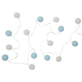 Home Deco Factory Guirnalda Luz 15 LED USB Bolas Blancas y Azules 2700K Luz Blanca Cálida