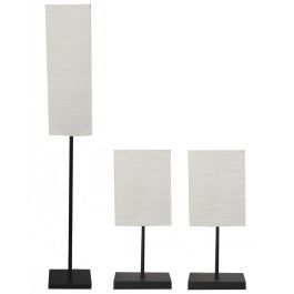 DKD Home Decor Lámpara de Pie Urban de Metal y Papel Entelado, Set de 3, Crudo/Negro, E27, 22 x 150 x 22 cm