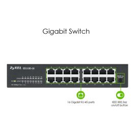 Zyxel GS1100-16 EU0103F Switch No Administrado Gigabit Ethernet 16 Puertos Montaje Rack Fuente Alimentación Incluida