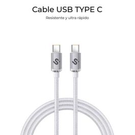 Subblim Cable USB C a USB C Optimus 60W PD, 480Mbps, 1m, Blanco SUBCAB-C06010