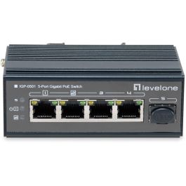 LevelOne IGP-0501 Switch Industrial 4x Gigabit PoE+ (30W/puerto), 1x SFP, IP30, Montaje en pared/carril DIN Precio: 187.50000038. SKU: B1HHQHFL4S