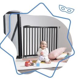 Badabulle Deco Pop Negro Extensible Seguridad Barrera Fijación Presión y Tornillo (63.5 - 106cm) Badabulle Deco Pop Negro Extensible Seguridad Barrera Fijación Presión y Tornillo (63.5 - 106cm)