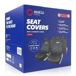 Sparco SPCS402BK Juego Fundas Asiento Coche Negro 11 Piezas 100% Poliéster
