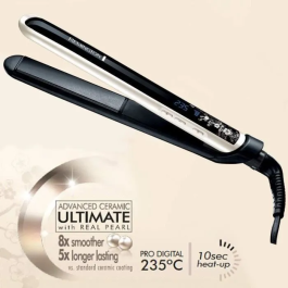 Remington S9500 Plancha de Pelo de Perlas con Recubrimiento Cerámico Ultimate, Temperatura Ajustable hasta 235°C y Pantalla Digital