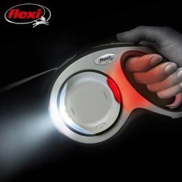 Flexi Sistema LED para Correas New Comfort, Classic y Black Design, Luz Delantera/Trasera Roja, Pilas Incluidas, Gris (Tallas S, M, L)