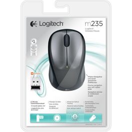 LOGITECH Ratón M235 Inalámbrico Negro/Gris 910-002201 - Seguimiento óptico Avanzado, Comodidad Diseño Contorneado