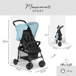 Hauck Cochecito de caña Sport Azul - Silla de paseo ligera, compacta, plegable y reclinable para bebé