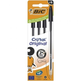 Bolígrafos de Tinta de Aceite Bic Cristal Original 516335/ 4 unidades/ Negros Precio: 3.751. SKU: B1AXRMRRN7
