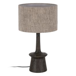 Base Lámpara Mesa Marrón Madera de Mango 18 X 18 X 35 cm