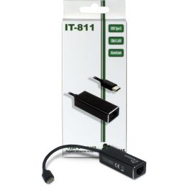 Inter-Tech IT-811 Adaptador USB-C a Gigabit Ethernet RJ45 1000 MBit/s Negro Compatible con Windows/Linux/Mac