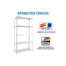 Simonrack Kit Advantage Mini 5-400 Estantería Metálica Tornillos 5 Baldas-75 kg 180x80x40 cm Blanco