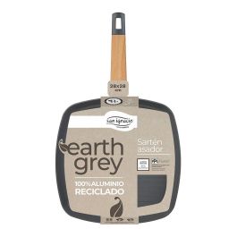San Ignacio Sartén Asador de Aluminio Prensado Gris 28x28 cm con Mango de Madera, Sin PFOA ni BPA