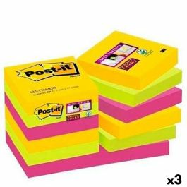 Set de Notas Adhesivas Post-it Super Sticky Multicolor 47,6 x 47,6 mm (3 Unidades)