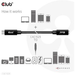 Club3D Cable USB 3.2 Tipo C Extensión 1m 5Gbps Macho/Hembra