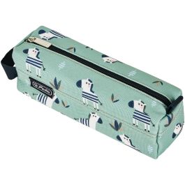 Herlitz Estuche Escolar Blando Quattro Crazy Zebra de Poliéster Negro/Verde/Blanco con Cremallera para Adolescentes