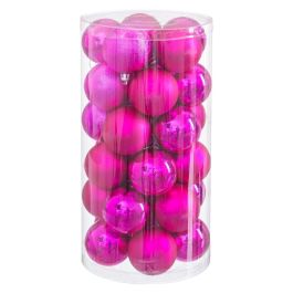 Bolas de Navidad Fucsia Plástico Ø 6 cm (30 unidades) Bolas de Navidad Fucsia Plástico Ø 6 cm (30 unidades)