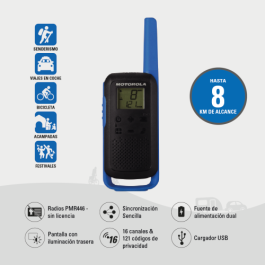 Motorola T62 Walkie Talkie Rojo, Pack de 2, Alcance 8 km, 18h Autonomía, LCD, PMR446, 59T62REDPACK