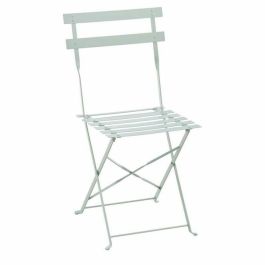 Conjunto Bistró 2 Personas - Mesa Redonda 60 cm con 2 Sillas - Acero Pintado Polvo Verde Celadón - Mesa 60x71 cm, Silla 42x45x82 cm