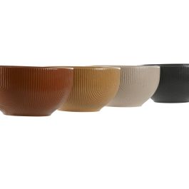 Bol Scandi DKD Home Decor Beige Mostaza 14 x 7.5 x 14 cm (4 Unidades)