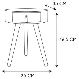 Mesa Con Cajón Bl Home Deco Factory diámetro 35 cm altura 46,5 cm