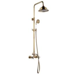 Rousseau Panel de ducha monomando Retro Bronce antiguo - Cabezal Ø 205mm, Ducha mano Ø 83mm, Flexible 1.50m, Centros 150mm Precio: 156.50000003. SKU: S7141630