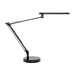Unilux Lampara de escritorio LED 7W 665lm, cabezal giratorio 360°, brazo articulado, negro/madera